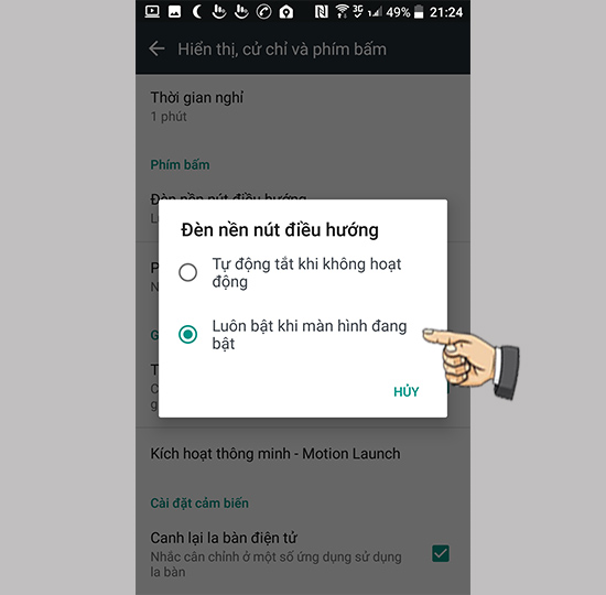 Luôn bật đèn nền